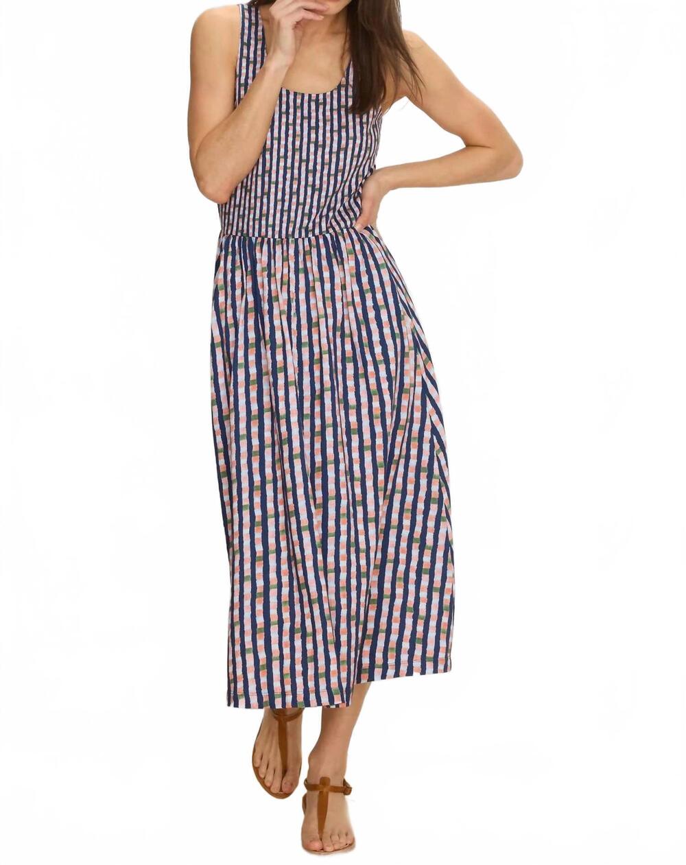 NEW NIC + ZOE reef stripe dani dress in indigo multi